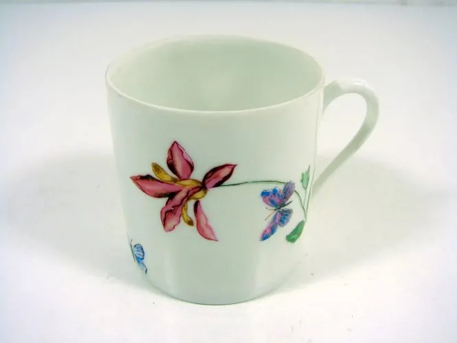 Tasse Porcelaine A. Raynaud Limoges Décor Fleurs Signée H - 5,8 cm