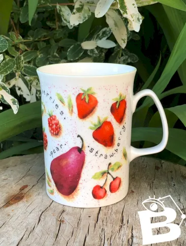 Tasse vintage en porcelaine Rose of England motifs fruits rouges