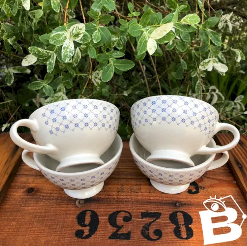 Tasses à café fleurs bleues