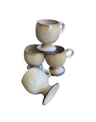 Tasses rondes en grès anses