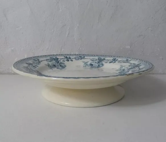 Terre de fer ancienne assiette sur pied compotier Boulenger Choisy le Roi