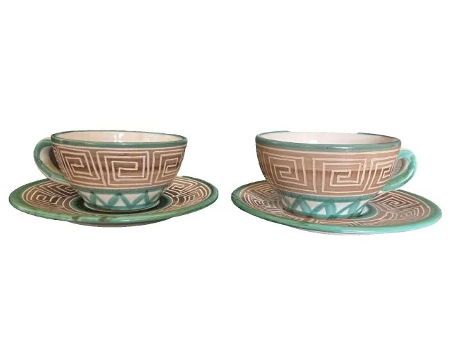 tete à tete paire de tasses Vallauris Robert Picault céramique vintage