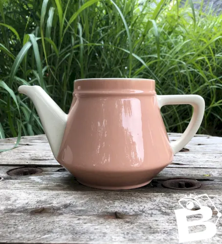 Théière ancienne Villeroy & Boch blanche et rose