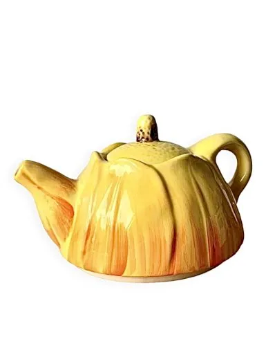 Théière barbotine fleur vintage