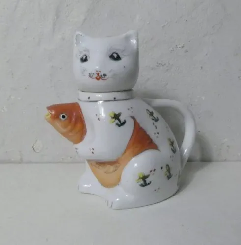 théière chat format égoïste vintage porcelaine de chine