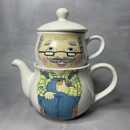 Théière solitaire / égoïste tisanière vintage le grand père