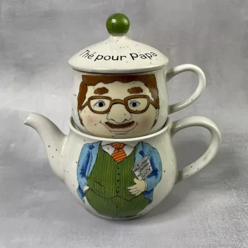 Théière solitaire / égoïste tisanière vintage "Thé pour papa"
