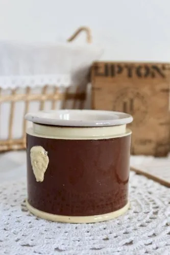 Tisanière antique Sarreguemines terre à feu terre de fer 1922