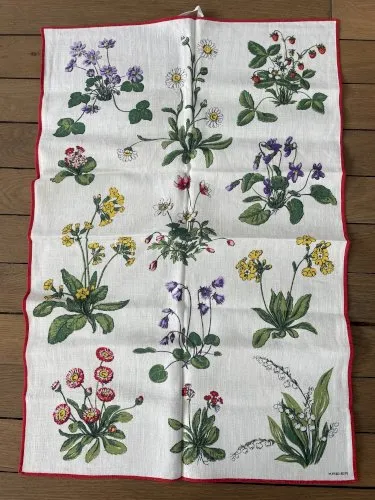 Torchon vintage en lin KREIER 45 cm x 68 cm