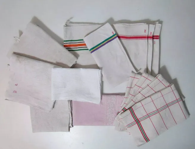 torchons anciens lin métis coton