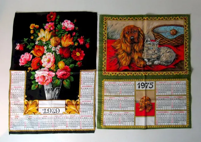 torchons calendrier Vintage