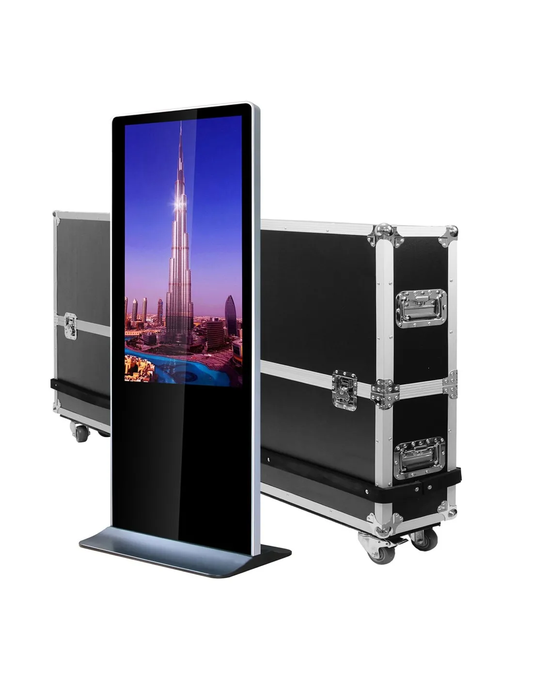 Totem vidéo 55'' FULL HD 500 cd 24h/7j Indoor + Flightcase