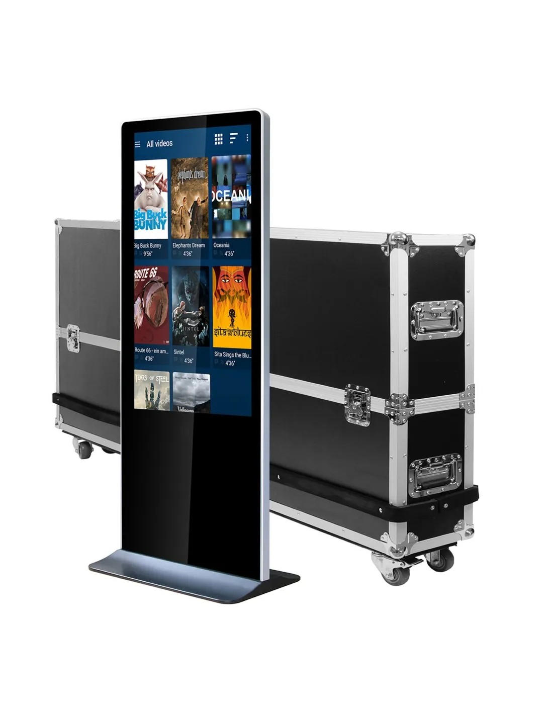 Totem vidéo 55'' FULL HD 500 cd 24h/7j Indoor Tactile + Flight case