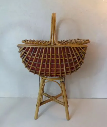 travailleuse en rotin vintage