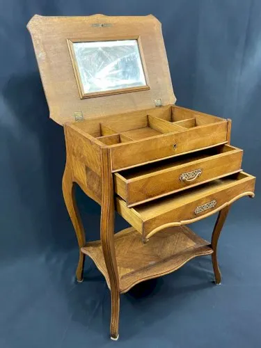 Travailleuse table dappoint dos de canapé console hêtre fin XIXe Napoléon III