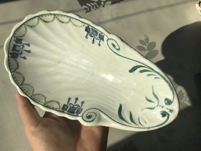 Très ancien ravier Terre de Fer numéroté Ravier Ancien Vaisselle 19eme