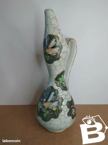 Très Belle Cruche Vase ancienne Signe Miaoliche Deruta Fabrication Italy.en bel état