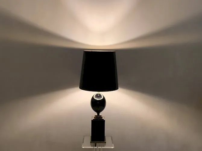 Très Belle grande lampe œuf 1970’S Le Dauphin en verre de Murano et laiton