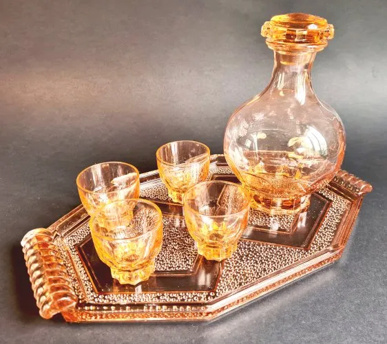 Très élégant service Vintage Roslaine en verre ambré - Année 70