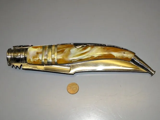 - TRES GRAND COUTEAU NAVAJA lame marquée Inox Albacète collection Knife