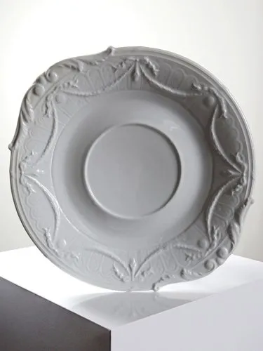 Très grand plat coupe centre de table Lafarge & Co porcelaine Limoges vintage