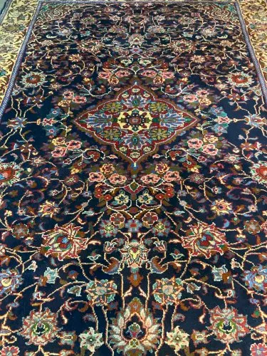 Très grand tapis Orient ancien laine noué main luxuriantes arabesques florales