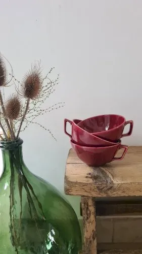 Trio de tasses lie de vin Thé, café ou petit cacao