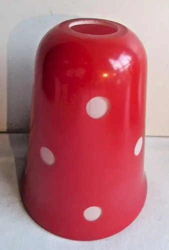 Tulipe Art Déco en verre rouge à confettis blancs, plusieurs dispo.