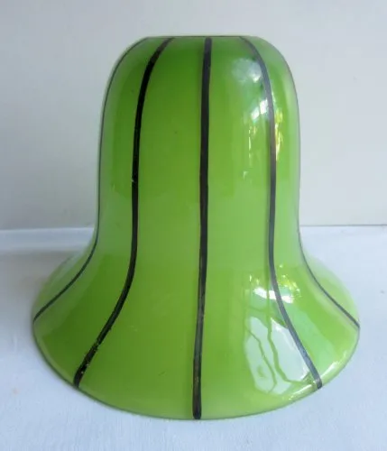 Tulipe de lampe Art Déco, verte rayée de noir, forme évasée