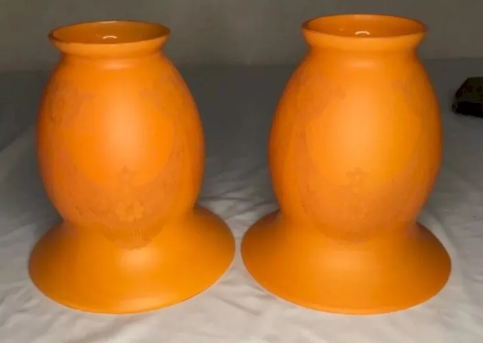 Tulipe Lampe ,Pétrole ,Gravée Acide Oil Lamp Shade Baccarat St Louis 1900