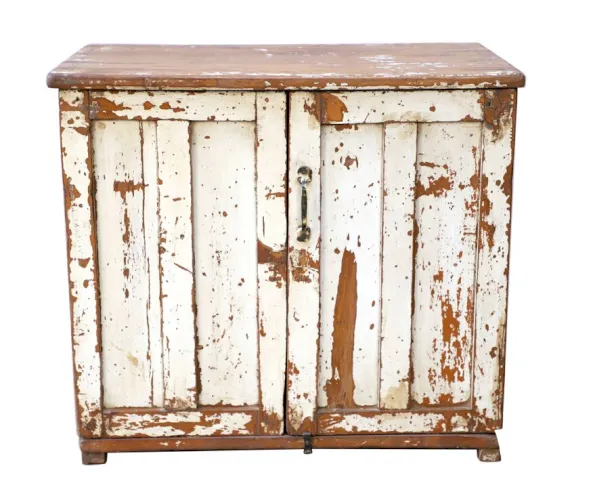 Vaisselier en teck birman avec patine écrue dorigine