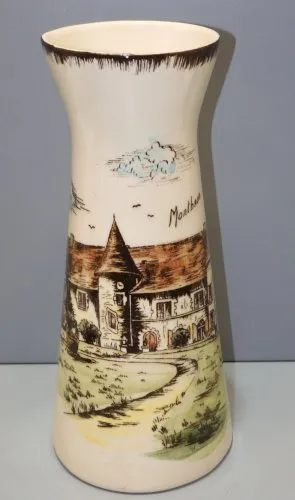 - VASE ANCIEN CERAMIQUE SOUVENIR VILLE de MONTBRON CHARENTE FERME FORTIFIEE D