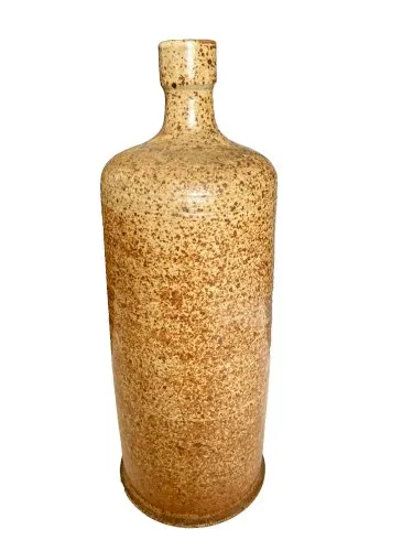 vase bouteille en grès marron artisanat France design céramique poterie