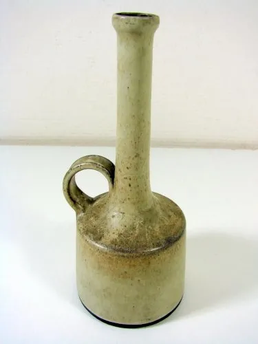 Vase Carafe Grès Emaillé Ecole Puisaye Signature à Déchiffrer, TBE H - 22,8 cm