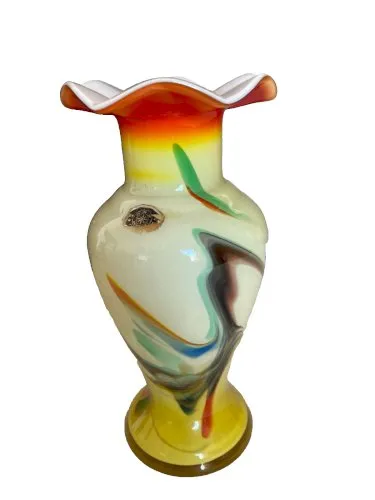 vase en verre opaline coloré multicolor Murano ? vintage décoration