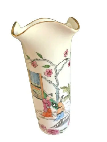 vase forme cylindrique années 1970 Scherzer Bavière Allemagne décor chinois