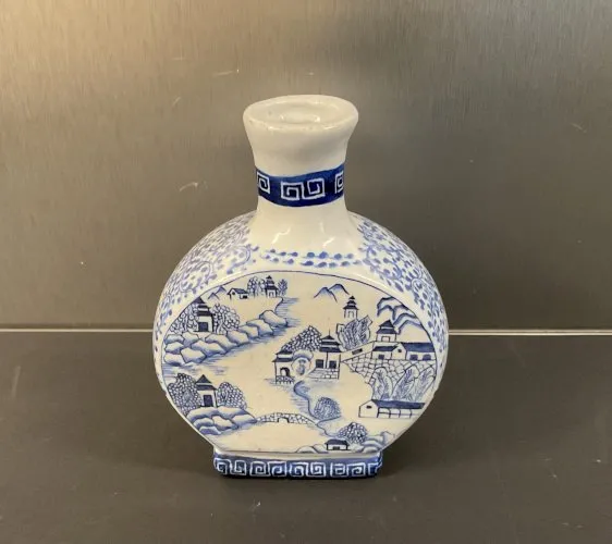 Vase gourde blanc bleu chine XX siècle