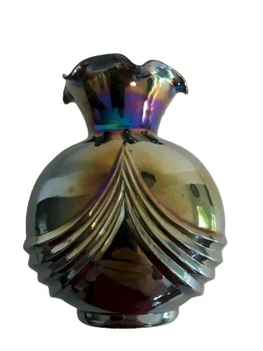 vase irisé noir bleuté forme art déco iridescent glass décoration