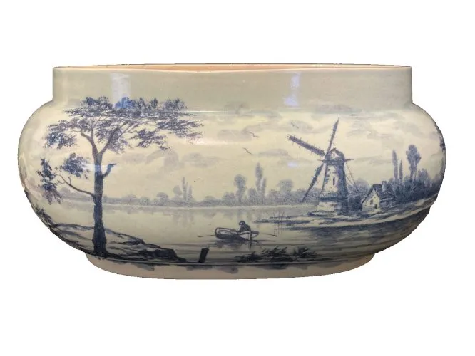 Vase jardinière céramique décor paysage tampon Paul Millet PM Sèvres