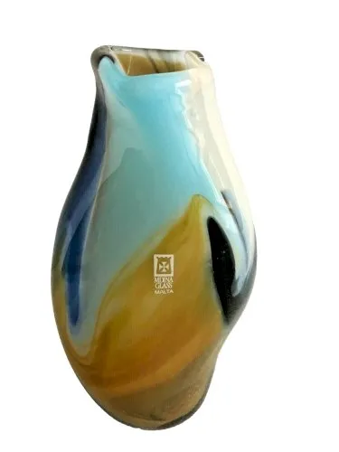 Vase moderne Signé MDINA 13 Pâte de Verre Verrerie de Malte Glass Malta