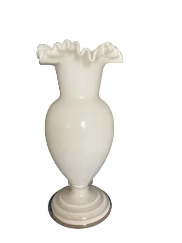 Vase Opaline verre Crystalex blanc Czech republic Bohemia verrerie artisanat