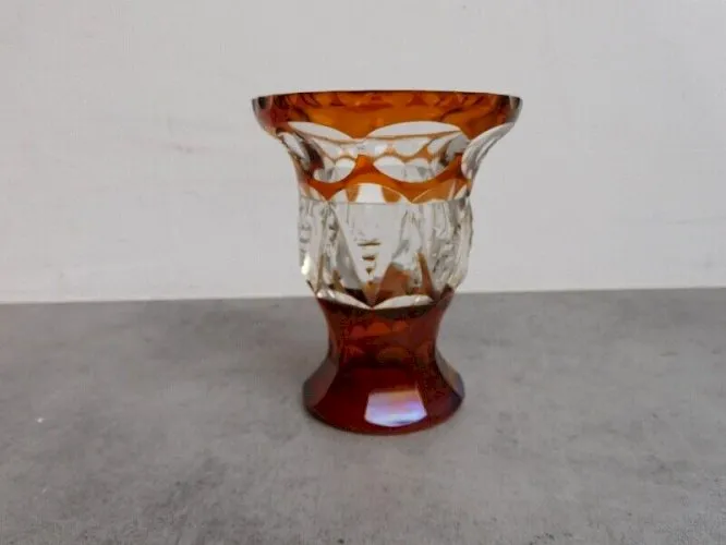 VASE ORANGE EN CRISTAL DE BOHEME N° 3