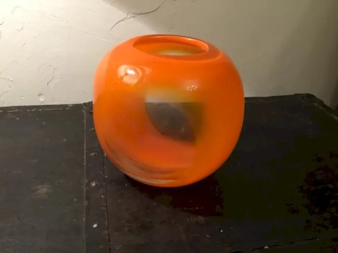 vase orange vintage en verre soufflé année 70 murano