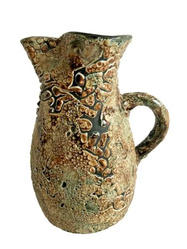 Vase Pichet Émaux Marron Vintage En Céramique à coulures artisanat potier