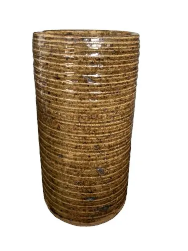 Vase rouleau cylindrique Grés pyrité FERNAND BAUDAT Céramique BERRY années 60