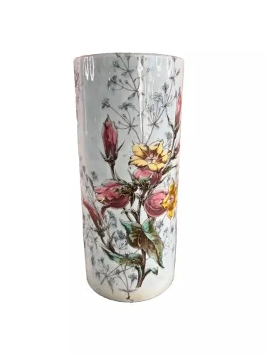 vase rouleau Luneville décor fleurs "Campanile" 20cm