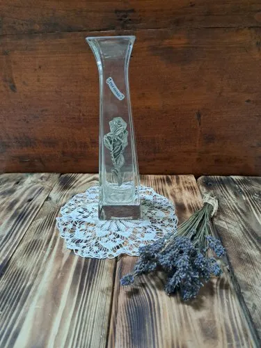 Vase soliflore en verre avec fleur en étain