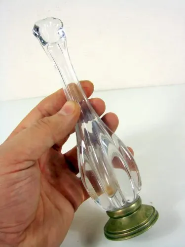 Vase soliflore style DAUM pas signé année 1960 base piédouche metal