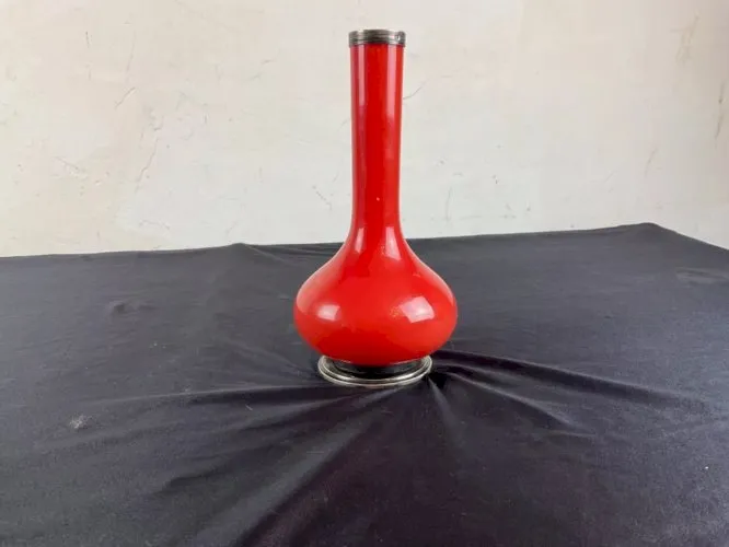 Vase soliflore verre avec monture argent vase with silver mount