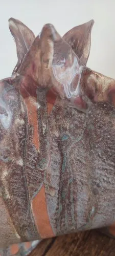 Vase tétraèdre céramique brutaliste vintage